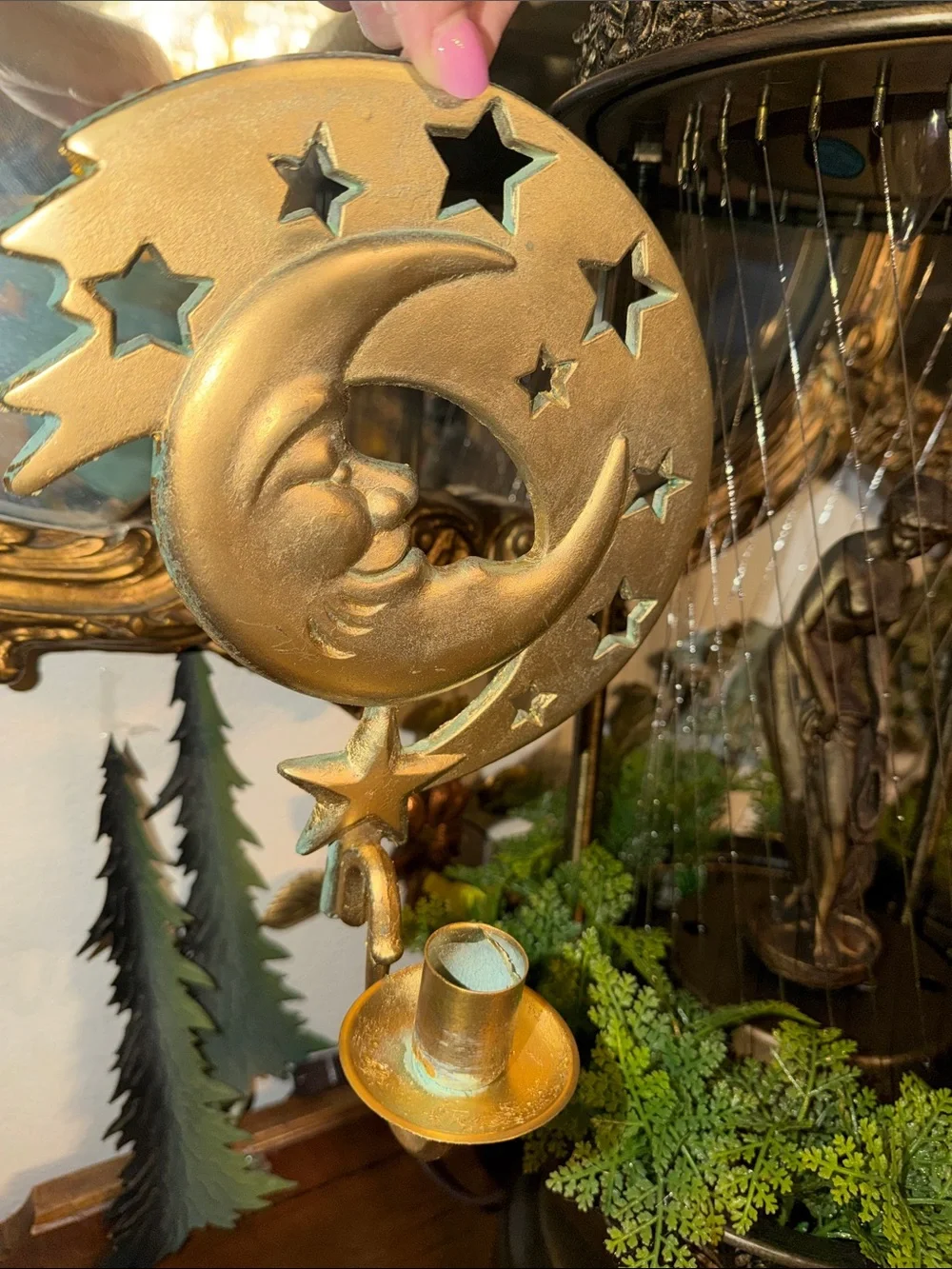 Vintage 90s Celestial Candle Holder PartyLite Moon Wall Sconce Whimsigoth Witchy